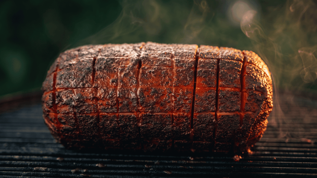 Smoked Bologna With Pepper Bark and Mustard-Pickle Glaze